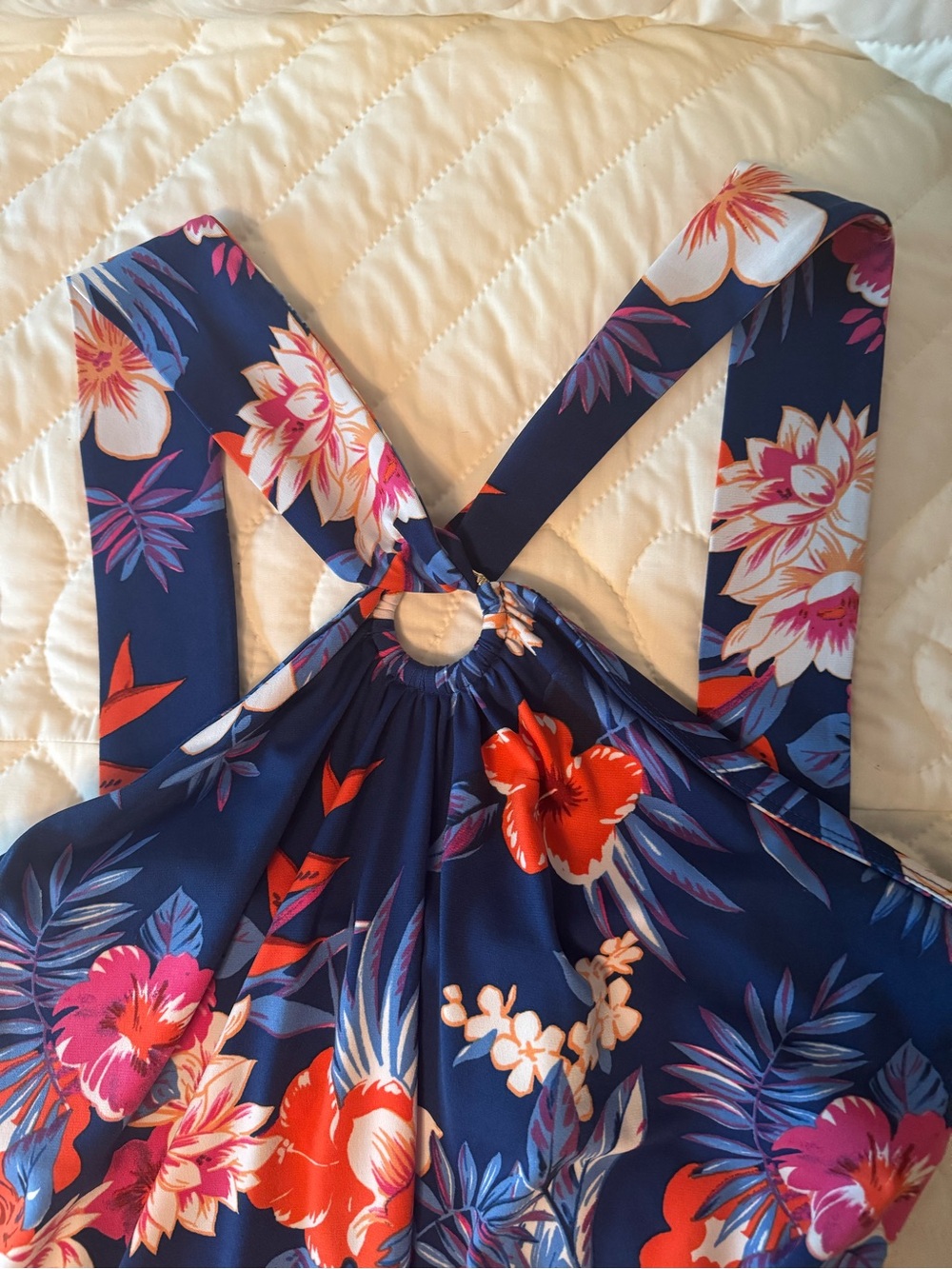 Tommy Bahama Navy Floral Maxi Dress with Pink and Orange Blooms - Picture 4 of 8